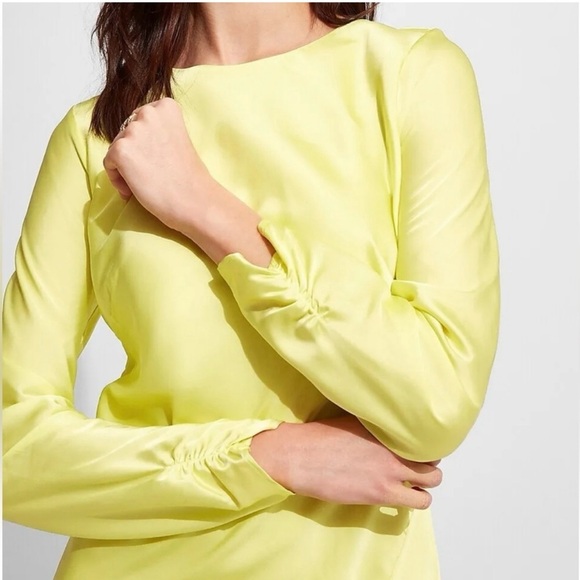 Express Elegant Yellow/Lime Long Sleeve Dress - Picture 5 of 7